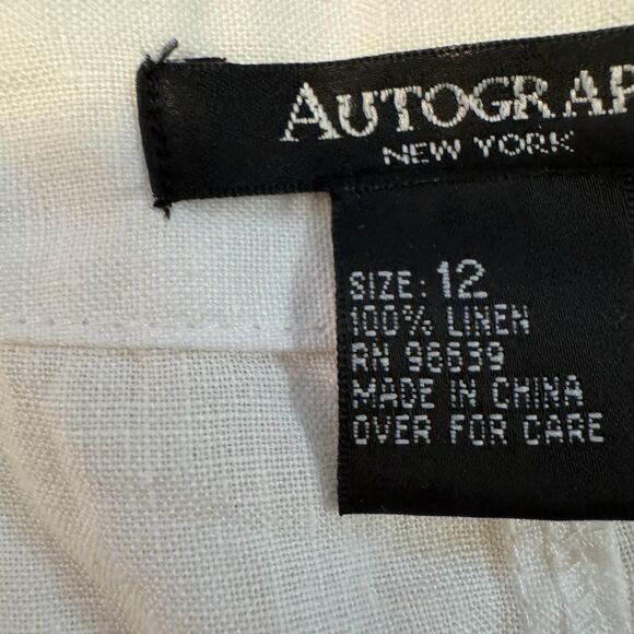 Autograph New York Women’s White Linen Button Front Skirt Size 12 100% Linen - Picture 7 of 12